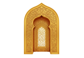 ornate golden islamic archway with intricate geometric patterns