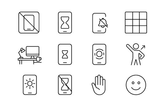 Digital guided morning reset offline vector limit block icons quiet icon reminder