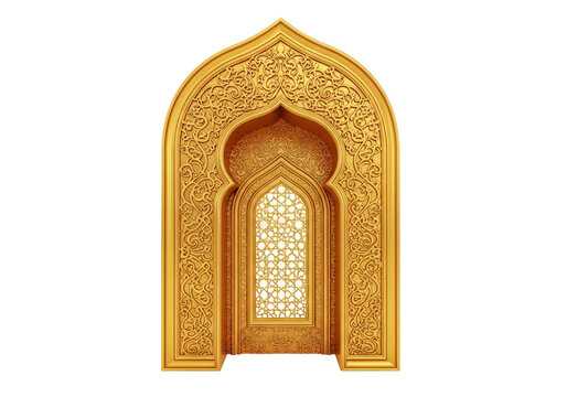 ornate golden islamic archway with intricate geometric patterns