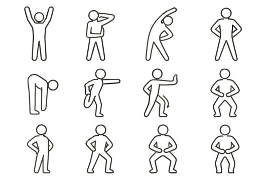 Icon oblique overhead morning icons press lean breathing stretch ankle rhythmic hip