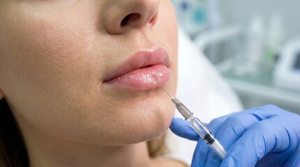 Aesthetic Nurse Needle Injection Lip Contour Medical Procedure