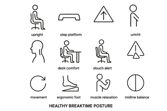Movement vector icons triangle alert posture neck icon support slouch cue healthy
