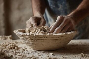 Hands Creating Clay Bowl in Artisan Workshop