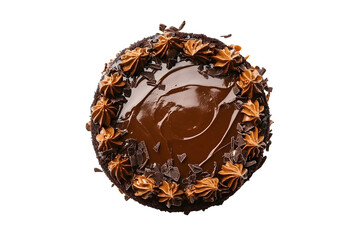 Chocolate Salted Caramel cake served in plate isolated on white background top view of baked food indian dessert