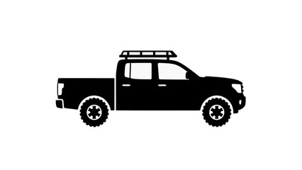 Fototapeta premium Vector illustration of a robust four-door pickup truck with roof rack, ideal for adventurous journeys