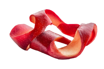 Red apple peel isolated on white background