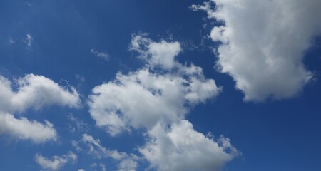 Fototapeta premium Beautiful blue sky with white fluffy clouds