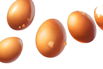 Raw brown chicken eggs isolated transparent