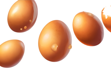Raw brown chicken eggs isolated transparent