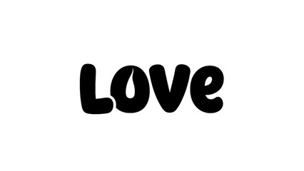 Vector illustration of a stylized black 'Love' text with heart detail, on transparent background
