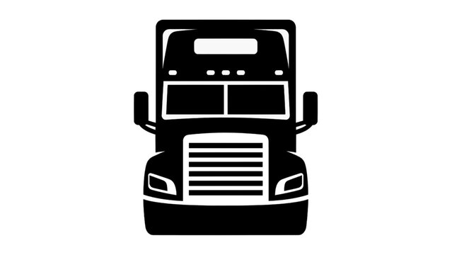 Vector illustration of a heavy-duty semi-truck front view, ideal for logistics design on transparent background