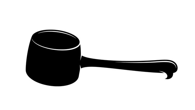 Traditional Water Dipper Vector Illustration - Minimalist Bathroom Plastic Scoop Icon