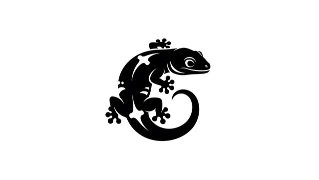 Black Gecko Lizard Vector Illustration - Minimalist Reptile Silhouette Icon