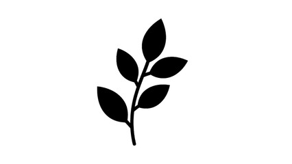 Vector illustration of, on transparent background, a minimalist leaf branch icon representing nature and growth