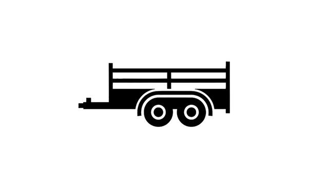Double axle utility trailer outline icon