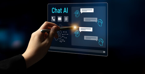 AI chatbot interface facilitates communication, chatbot, and AI interaction for automated user support and information exchange Latch