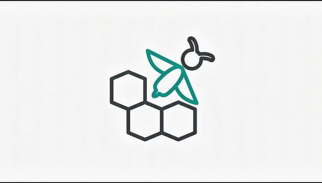 Animated Icon Bee Farm. suitable for Bee Farm. Outline element on white background. 4K video