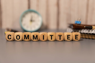 COMMITTEE word made with building blocks. concept.
