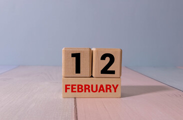 calendar displaying FEBRUARY 12 with light grey background.