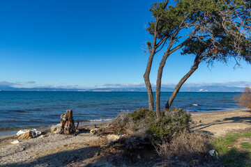 Landscape of coastline of Thassos island, Greece