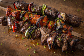 shish kebab on skewers
