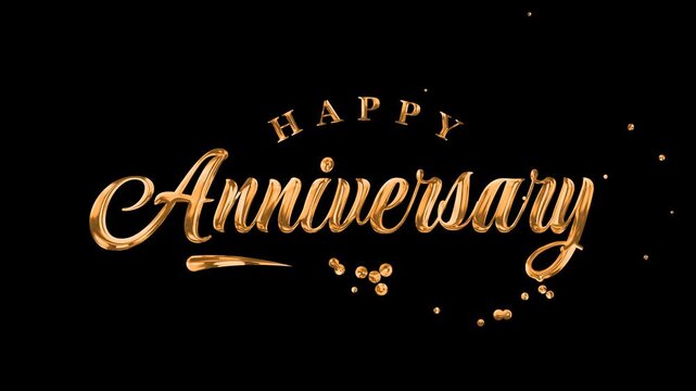 Happy Anniversary Text Animation. Transparent background. 4K resolution