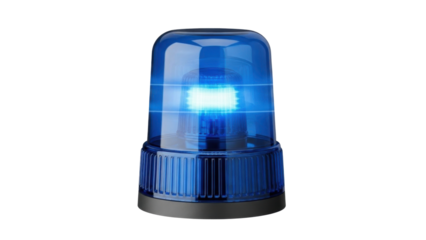 Flashing blue light on emergency vehicle during a night response in urban setting