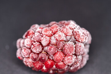 Frozen Blackberry Macro on Dark Background