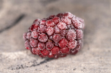 Frosted Blackberry Macro on Rustic Surface