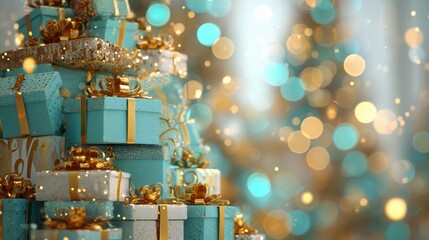 Stylish Christmas decor with coordinated presents and ornaments, ideal image for luxury seasonal campaigns and social media