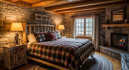 Cozy Wooden Bedroom Interior