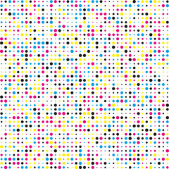 Different Sized Dots CMYK Halftone Pattern