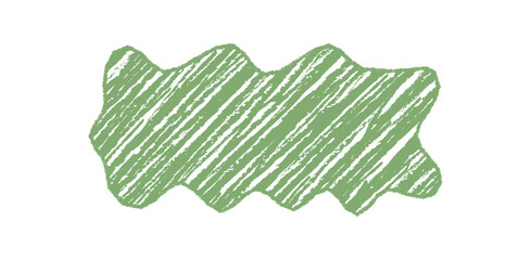 Green crayon rectangle sketch frame with organic squiggle border and diagonal scribble box style. Background frame design, perfect as template for text, creative card, or border element.