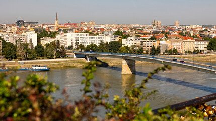 Fototapeta premium Captivating panorama of Novi Sad. Serbia. Where the majestic Danube River flows beneath a picturesque skyline