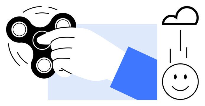 Fidget spinner concept. Fidget spinners stress relief and relaxation. Ideal for mental health, productivity, mindfulness, toy design, and stress management