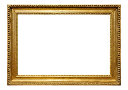 Artistic gilded antique painting frame with transparent background