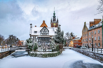 Beautiful ancient watermill in Gdansk	