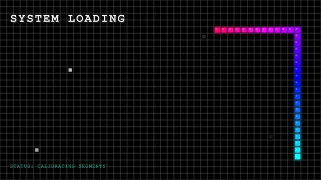 Retro Pixel Snake Game Style Gradient Loading Animation 4K Seamless Loop