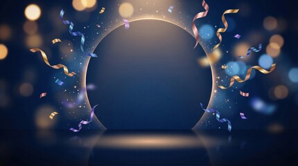 Festive celebration background with falling confetti and bokeh lights for award ceremonies
