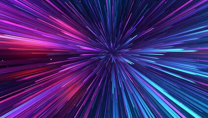 a vibrant background with streaks of purple and blue light rays, creating an abstract explosion effect that conveys a sense of speed or motion Generative AI