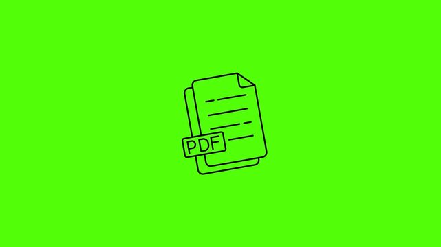 PDF document file icon isolated on green screen background for chroma key