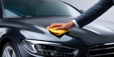 Professional Car Detailing with Focus on Paint Polish and Clean Finish for Corporate Image