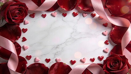 A luxurious and romantic Valentine's Day background image with expansive clear copy space in the center. Valentine's Day, Happy Valentine's Day, Valentine's Day Gifts, Valentine Day