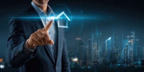Professional Business Concept of Real Estate with Modern City Skyline in Background
