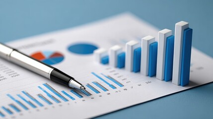 Professional Financial Data Analysis with Clean Charts and Pen on Corporate Document