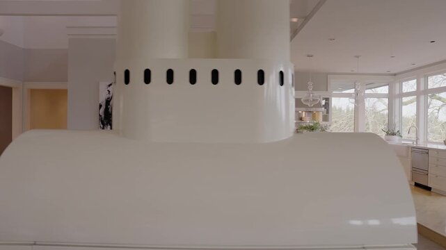 Slow-motion move across luxury modern living room in new construction home