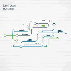 Supply Chain Movement Diagram Illustration.