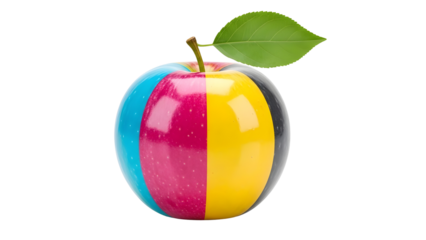 CMYK Apple with Green Leaf Product Shot