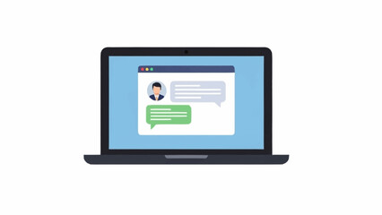 Naklejka premium A laptop screen displaying an instant messaging application with a chat conversation and speech bubbles.