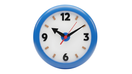 Blue Round Wall Clock with Black Hands and White Face Product Shot